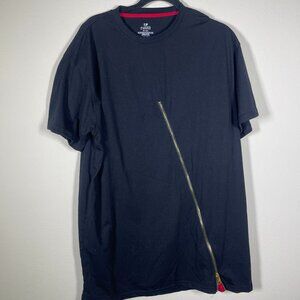 Bleecker & Mercer Men's Black Front Zipper W/ Red Insert Casual Tee Shirt 2XL!